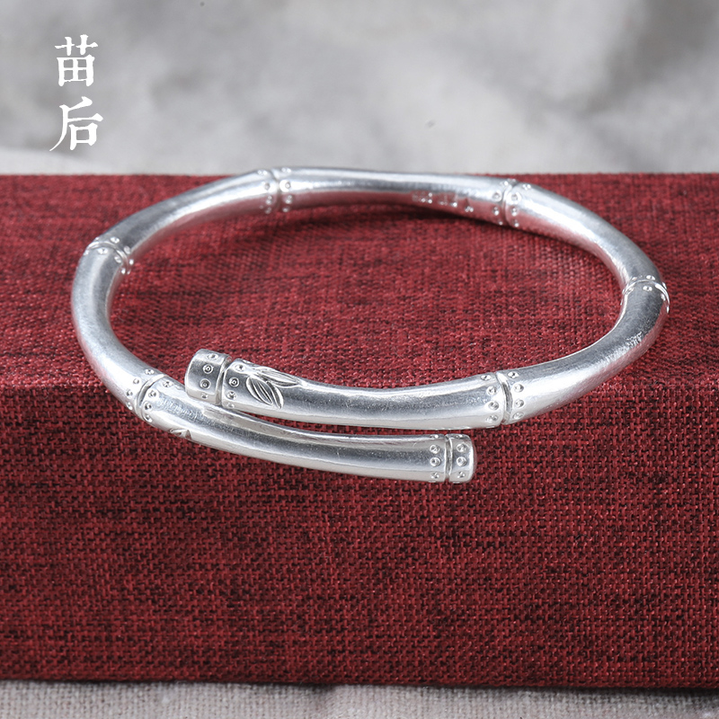 足银手镯 足银999个性竹节手镯y-时尚实心
