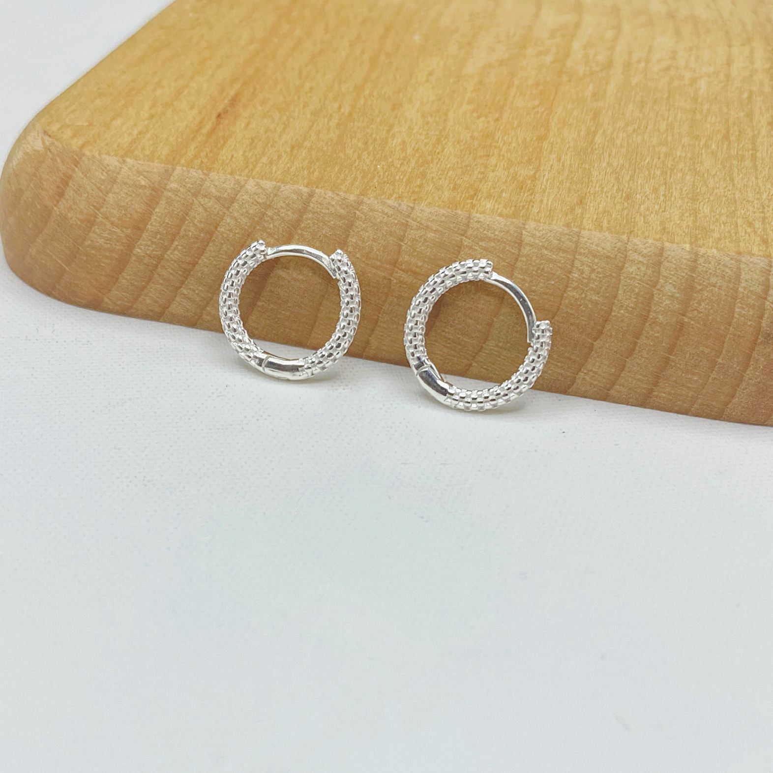 足银耳饰 足银  足银编织圆圈耳扣