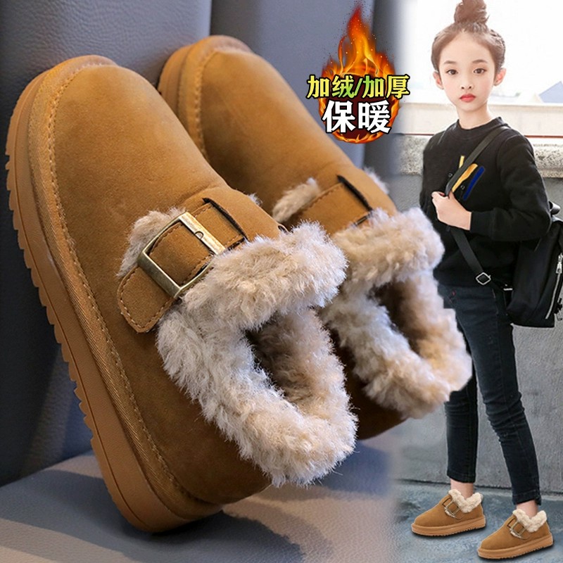回力瑞女童棉鞋2023新款冬季儿童加绒雪地短靴女孩保暖时尚勃肯鞋