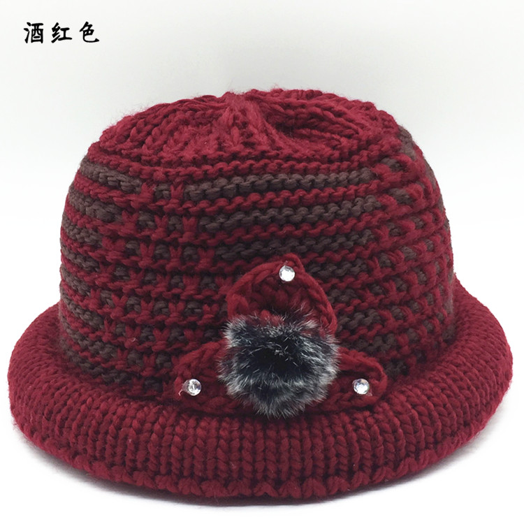 中老年人帽子女针织毛线帽奶奶帽保暖冬季帽秋冬天帽子老太太帽子
