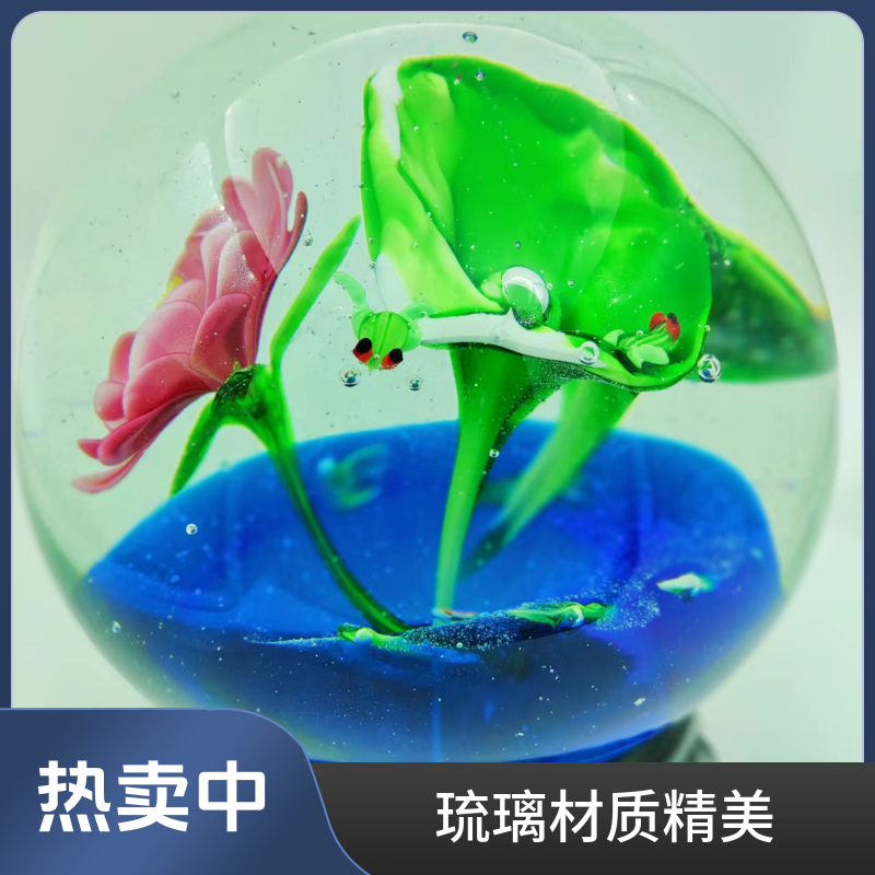 淄博荷塘月色琉璃花球家用中式纯手工大号精美绿色新房情侣摆件