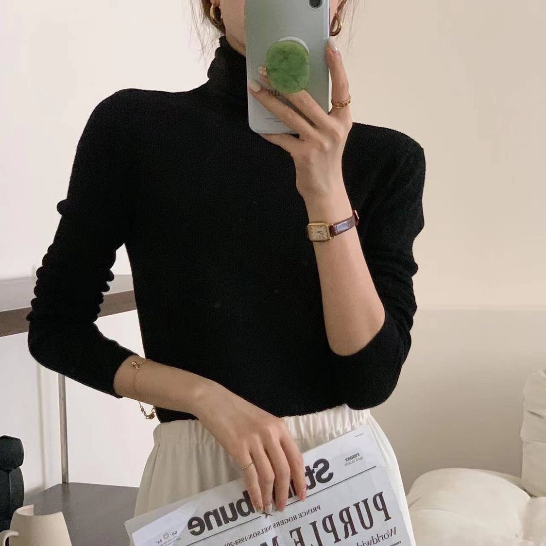 毛衣打底衫针织衫上衣半高领毛衫修身百搭长袖