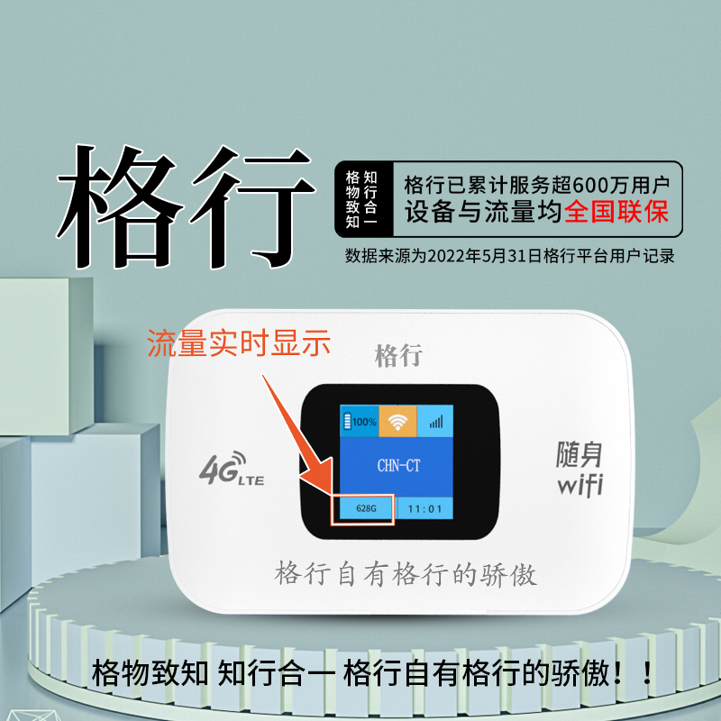 格行(设备与流量均全国联保)移动随身无线wifi   彩屏款