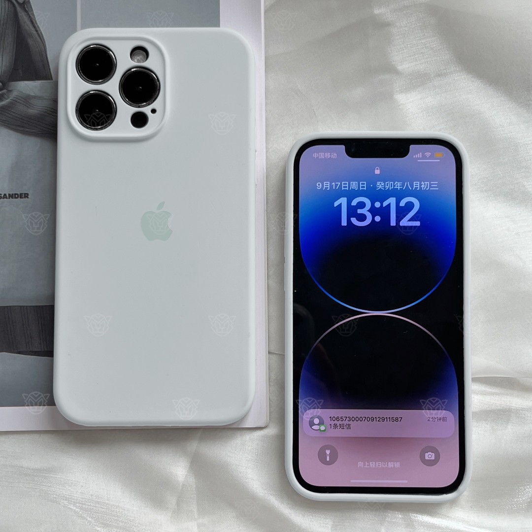 蓝灰色液态硅胶iPhone13/12/11苹果14Plus全包防摔15ProMax手机壳