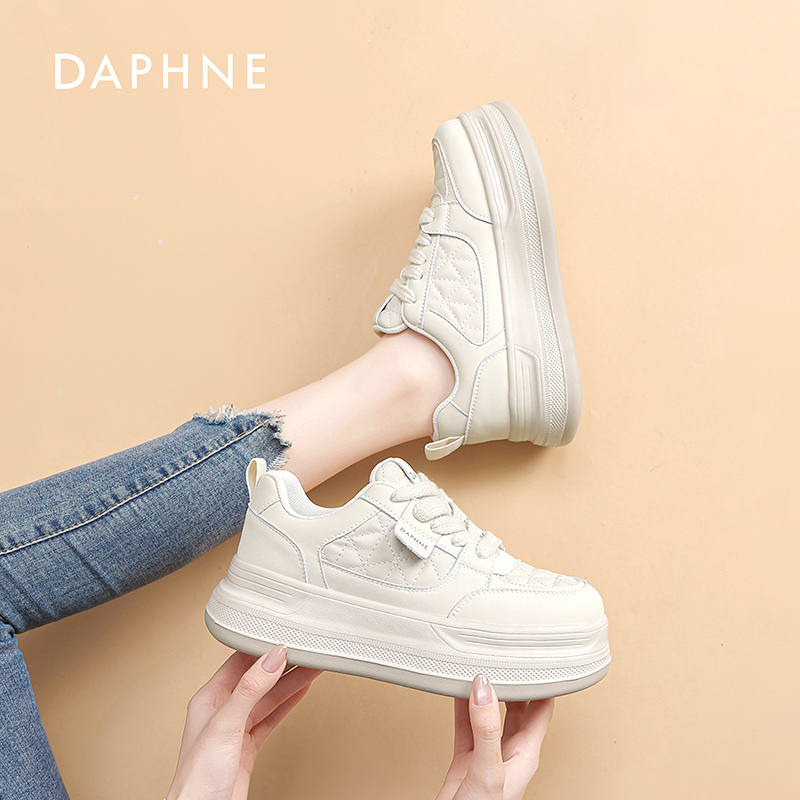Daphne/达芙妮厚底小白鞋女2025新款秋季百搭时尚运动休闲板鞋