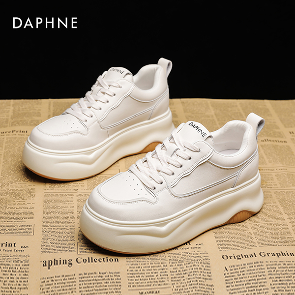 Daphne/达芙妮小白鞋女款2025年夏季时尚新款厚底增高百搭休闲鞋