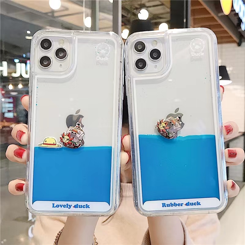 流动液体海贼王苹果14降温手机壳适用于iphone13promax/12pro流沙