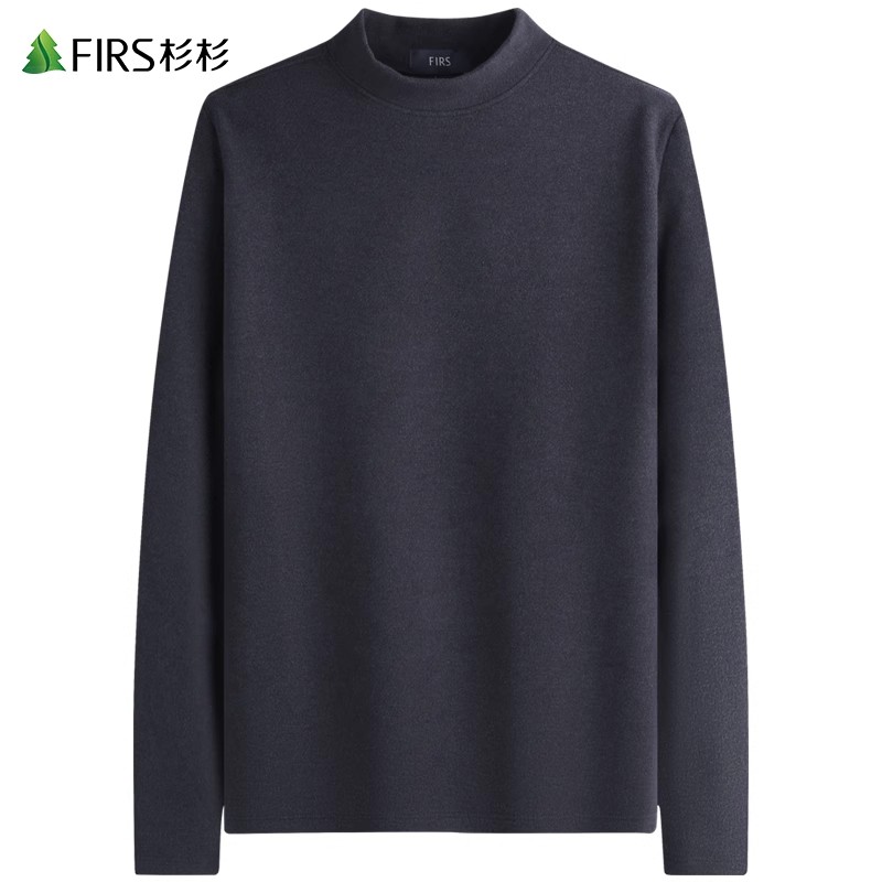 【磨毛蓄热】杉杉男半高领长袖T恤男士2025秋季新款保暖高弹打底衫