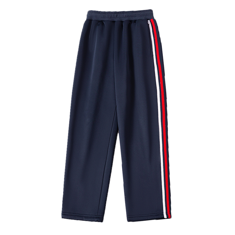 高中生校服裤子藏青色二条杠白红条藏蓝色初中小学生校裤冬季加绒