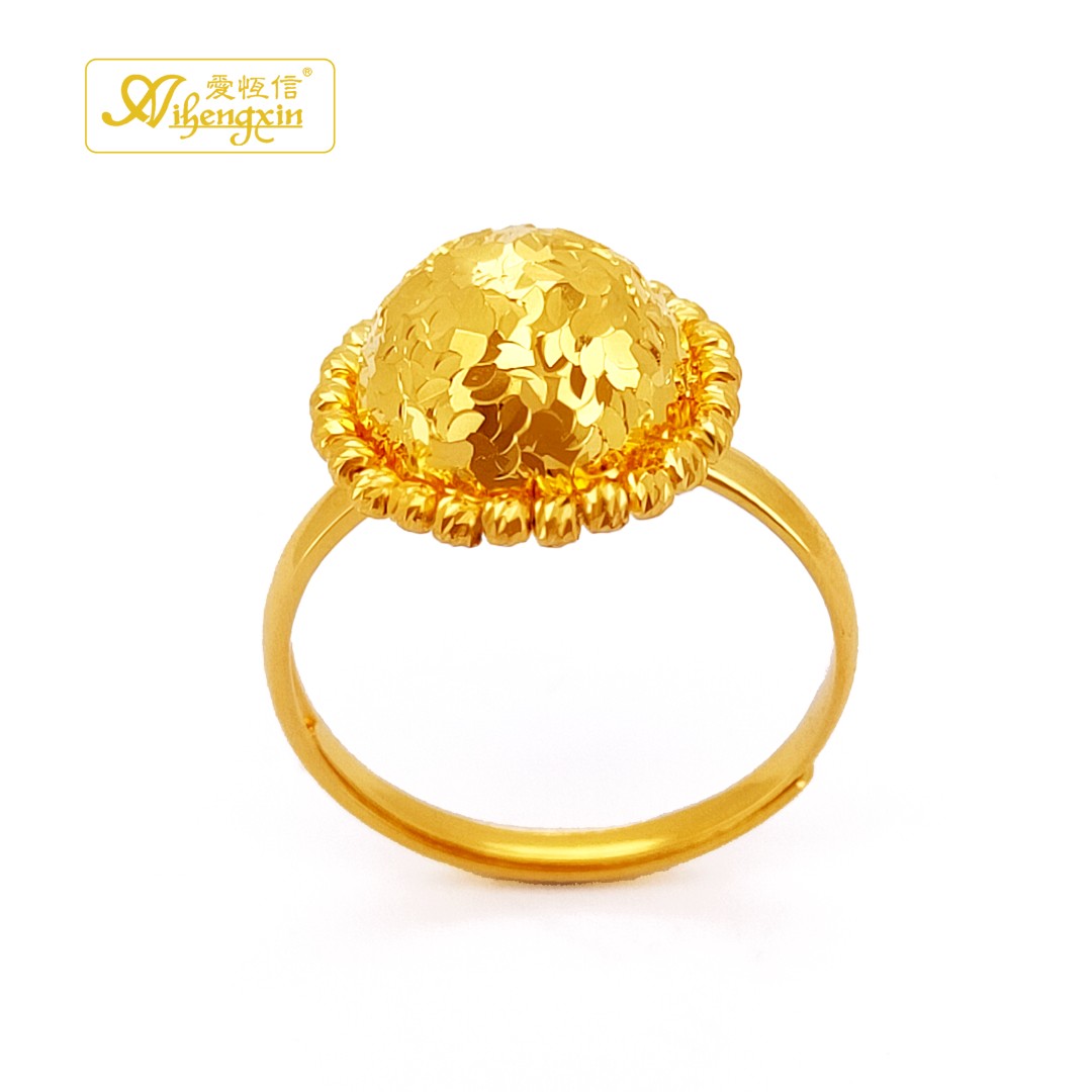 爱恒信【圣诞佳礼】黄金999足金实心鱼鳞鸽子蛋戒指国风简约