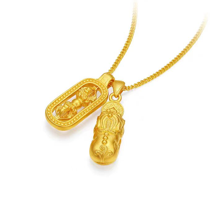 爱恒信【新年好礼】黄金999足金貔貅金刚杵套链订婚百搭坠套