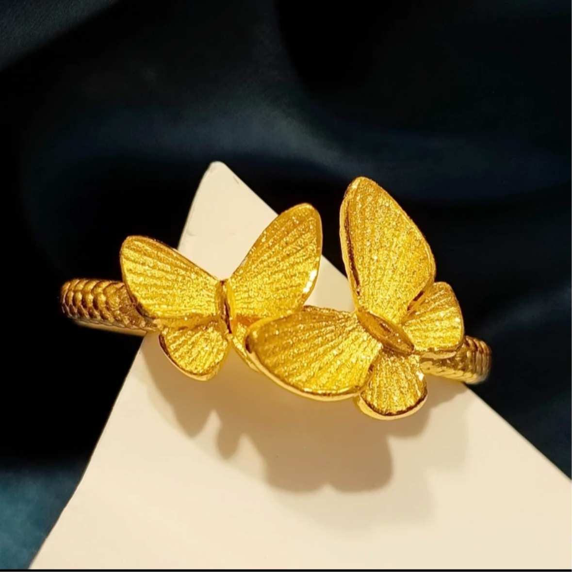 爱恒信【喜迎双11】黄金999足金戒指花韵蝴蝶可调节黄金轻奢送礼物