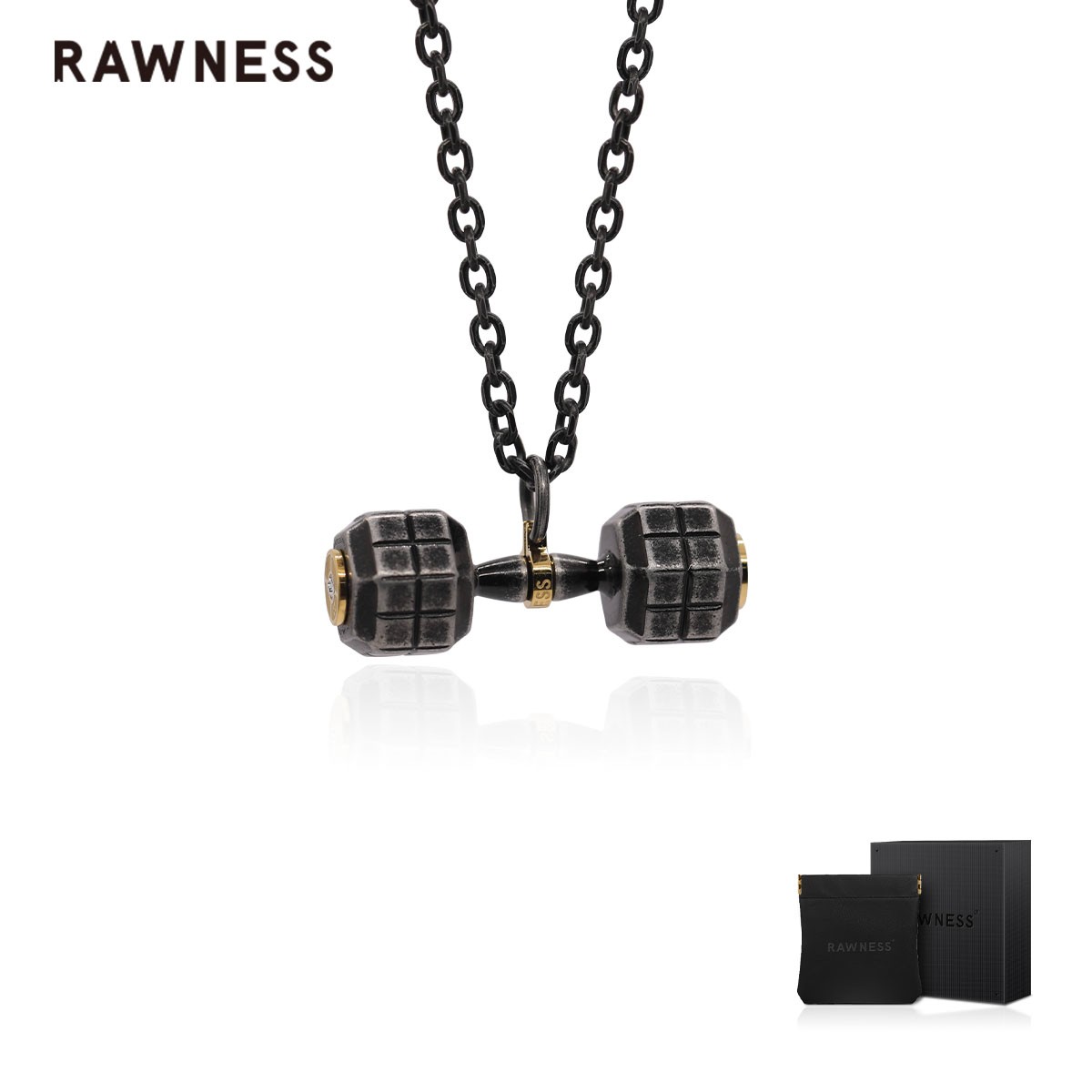 RAWNESS 钛钢项链 情人节礼物哑铃项链 健身系列 新款美国契健