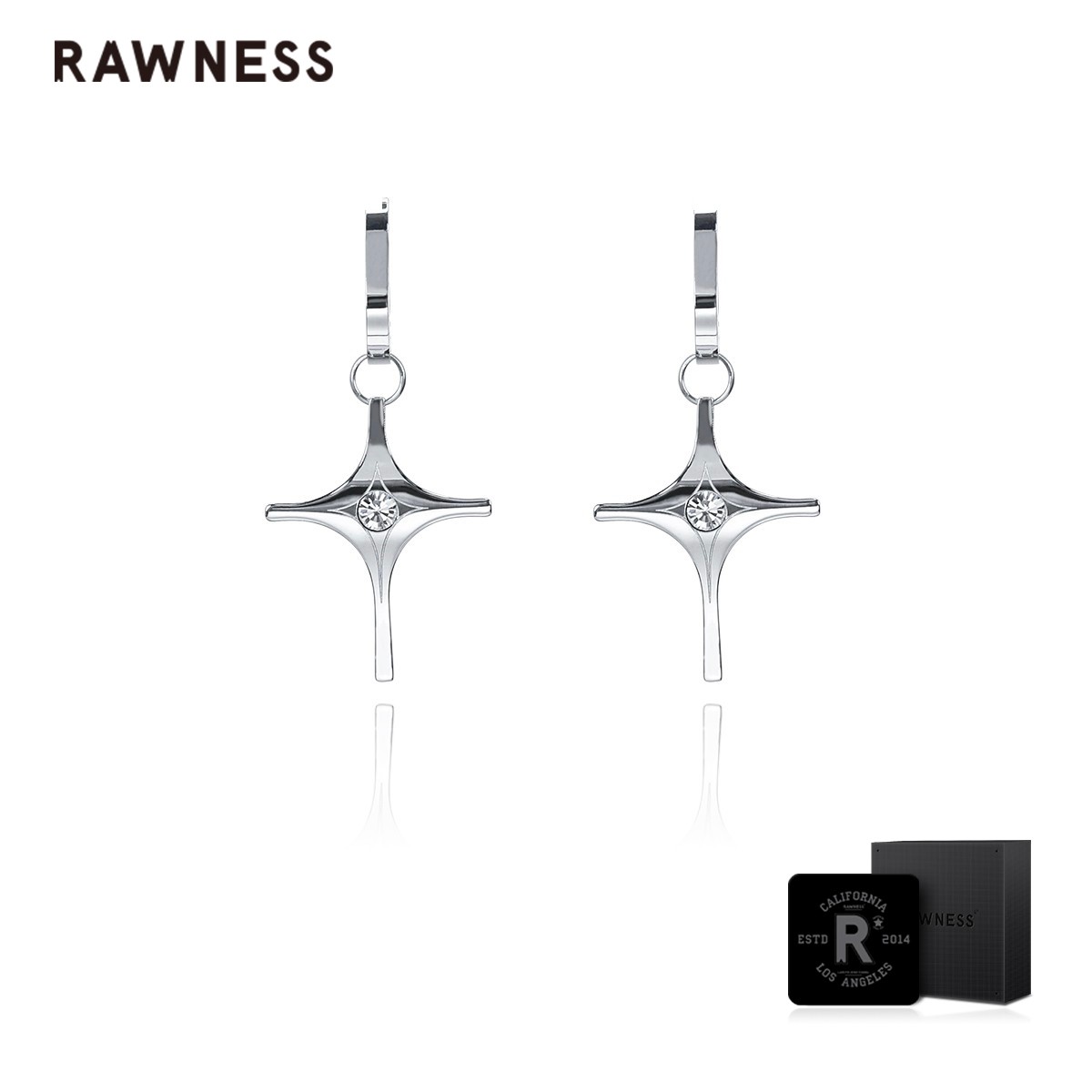 RAWNESS 钛钢莫桑石耳饰 情人节礼物 十字耳钉星芒轻奢小众欧美