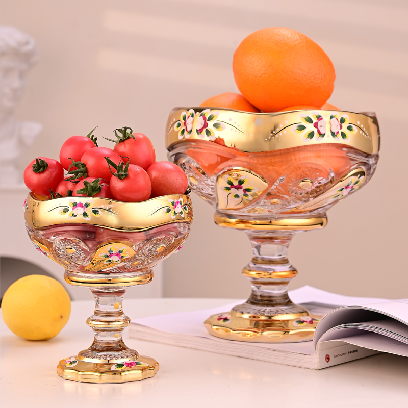 中式宫廷风陶瓷果盘果盆水果盘摆设高档结婚茶几轻奢果篮玄关桌面