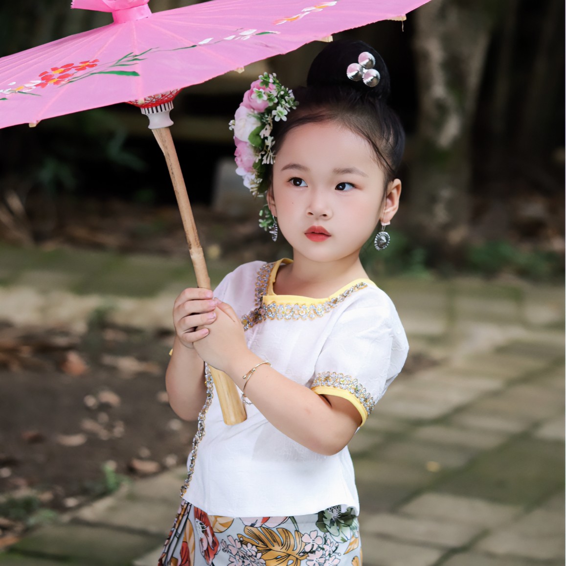 西双版纳 傣族服饰 民族风日常套装儿童女童印花夏季