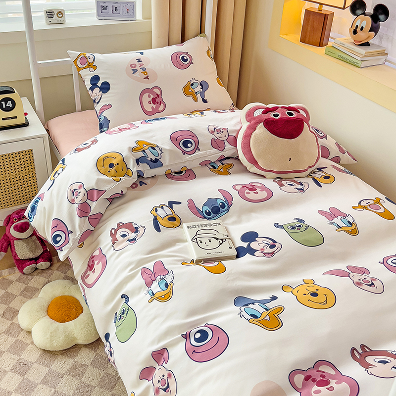 迪士尼床上用品四件套床单被罩床笠大学生宿舍三件套非全棉纯棉34