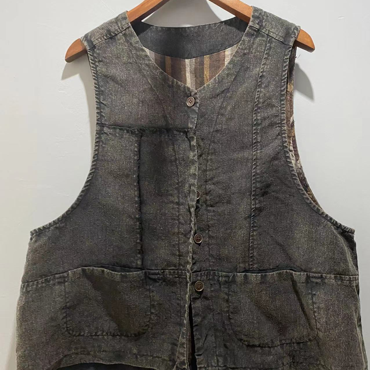 织女布衣宽松亚麻双层马甲一物一拍399-489