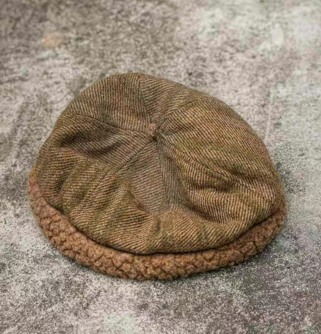 疯子张冬季羊毛休闲复古时尚潮流保暖翻边女士帽子