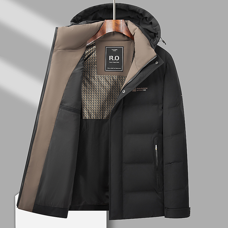 TUCANO/啄木鳥牛奶丝男士羽绒服立领连帽脱卸厚款休闲保暖外套