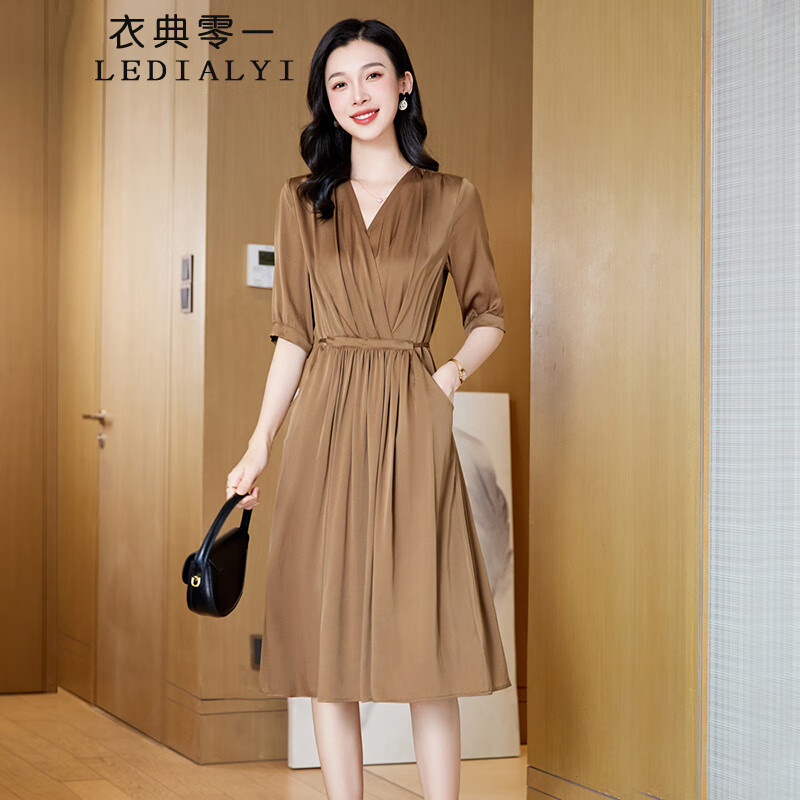 杭州重磅真丝桑蚕丝连衣裙品质女装夏季2025新款气质优雅高端裙子