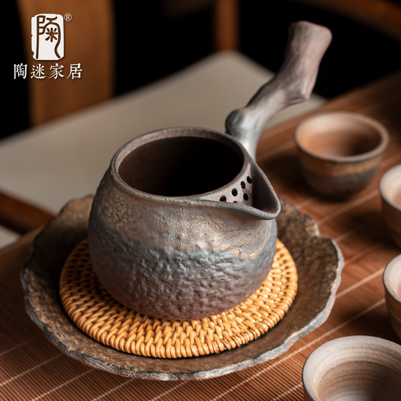 陶迷陶瓷鎏金侧把罐罐茶煮茶壶烧水壶围炉煮茶可干烧明火电陶炉