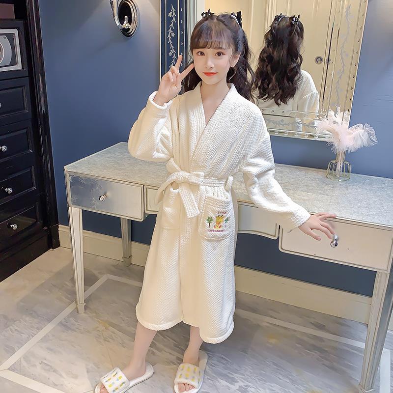 巴拉巴拉恩儿童浴袍珊瑚绒睡袍法兰绒秋冬季女童小孩加厚款睡裙浴