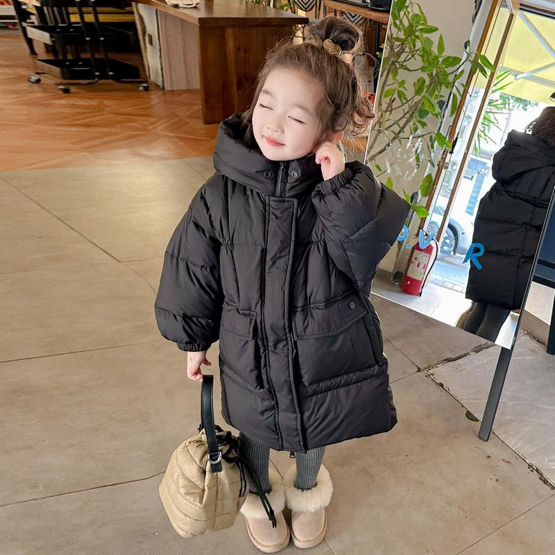 巴拉巴拉恩女童羽绒服中长版2023新款儿童套装洋派90白鸭绒外套小