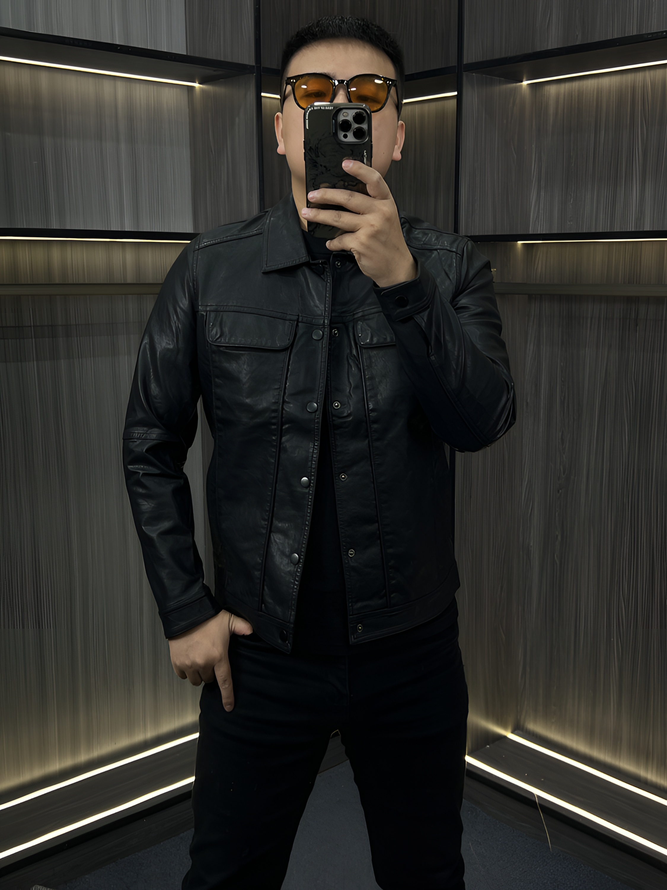 【cirekjie】男士男款皮衣加绒翻领皮夹克休闲男士男款外套上衣