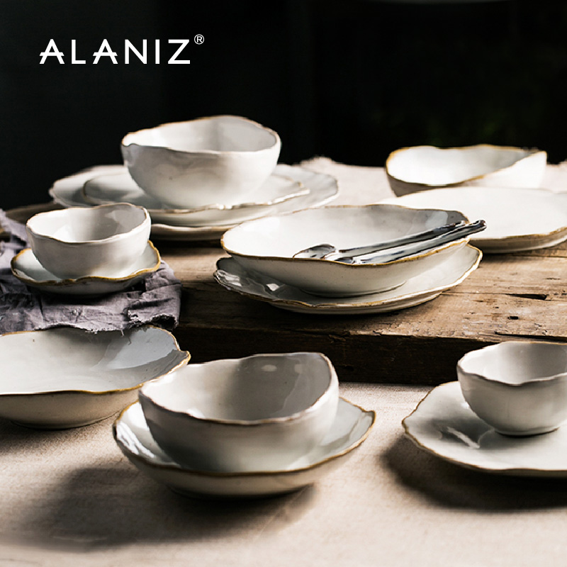 alaniz papaya盘子菜盘家用陶瓷不规则米饭碗菜碗沙拉碗菜盘餐具