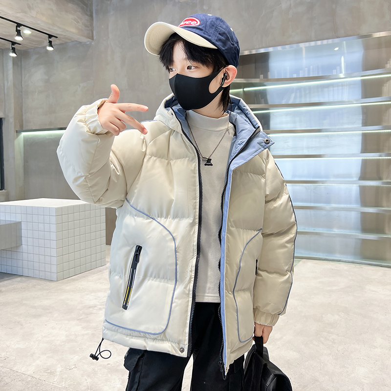 雅鹿男童羽绒服服外套儿童连帽棉袄加厚男孩冬季中大童加厚洋气