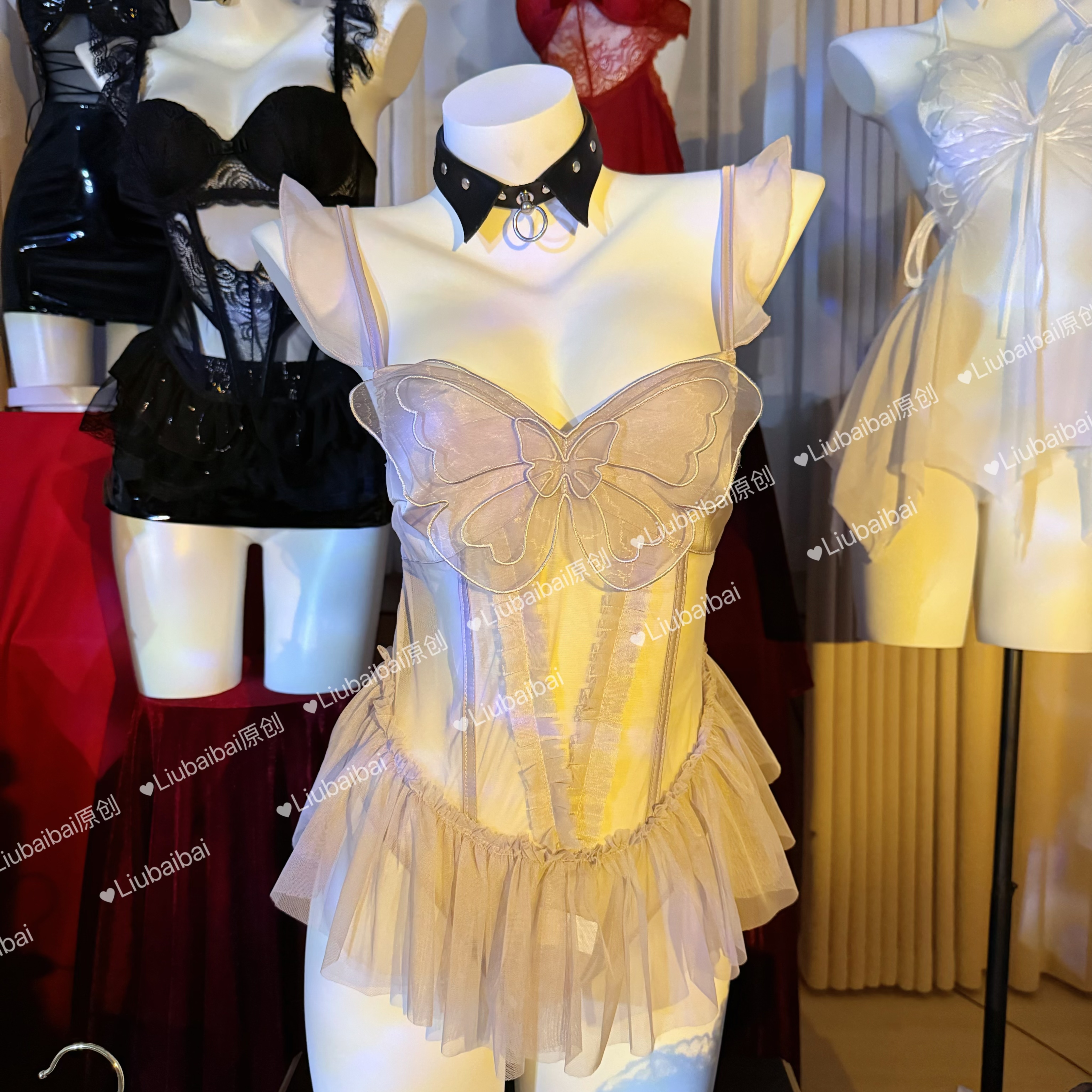 刘掰掰【蝴蝶精灵】气质女夏新款纯欲纯欲风薄款显瘦睡衣居家服睡裙