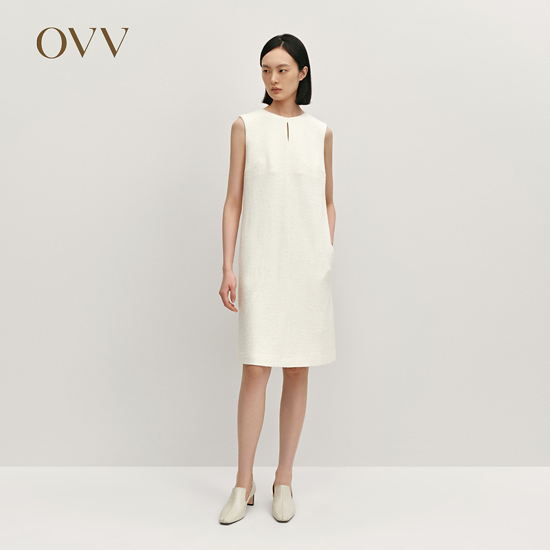 OVV秋冬新款女装H型舒适羊毛混纺针织无袖连衣裙GQLWJ34107A