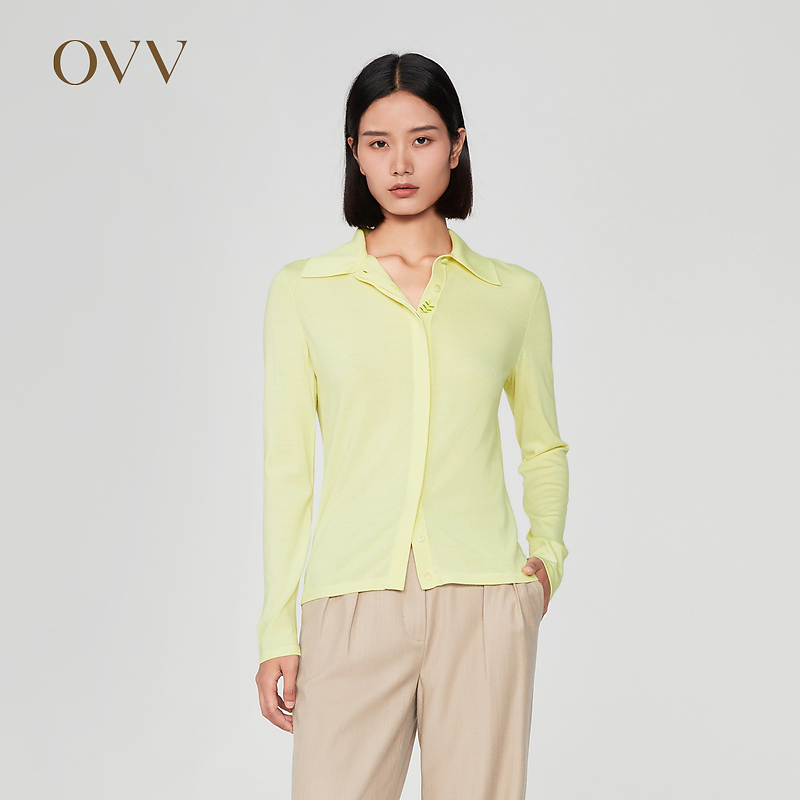 【可机洗黄金羊毛】OVV秋冬新款女装暗门襟休闲长袖针织衫
