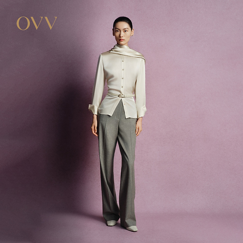 OVV秋冬新女装通勤休闲直筒舒适保暖羊毛混纺西裤GTXFJ34109A