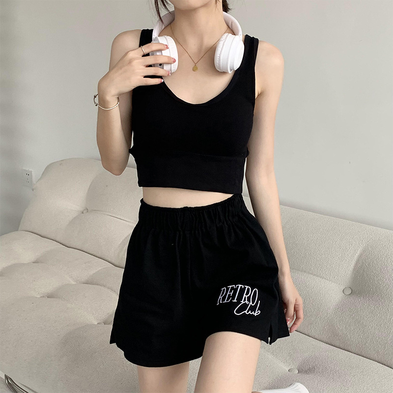 淘稚气网红打底吊带防下垂时尚美背背心带胸垫白色大码运动内搭女