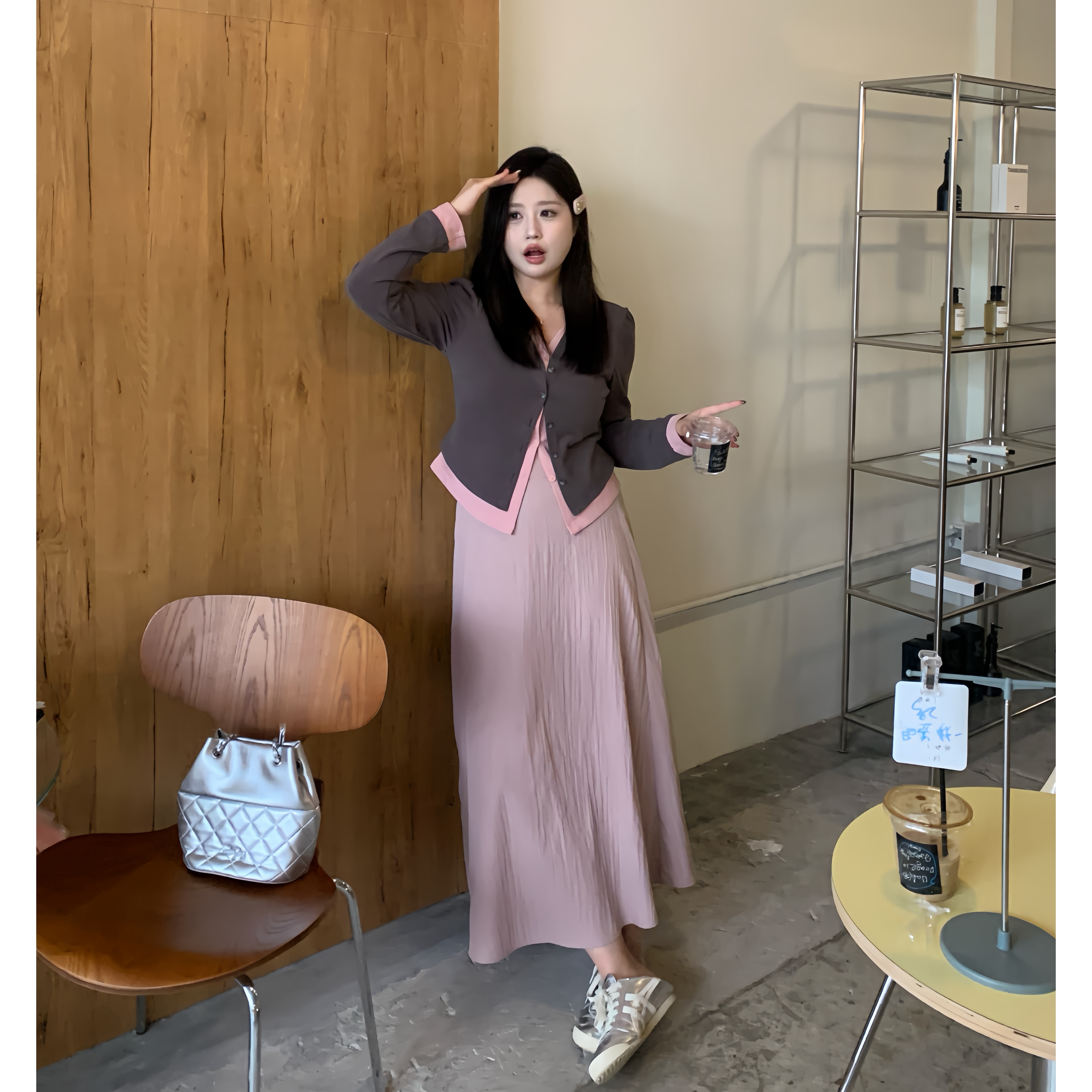 知葵微胖定制【诺丁山半裙】初秋时尚纯色慵懒A字半裙女12243TZ1217