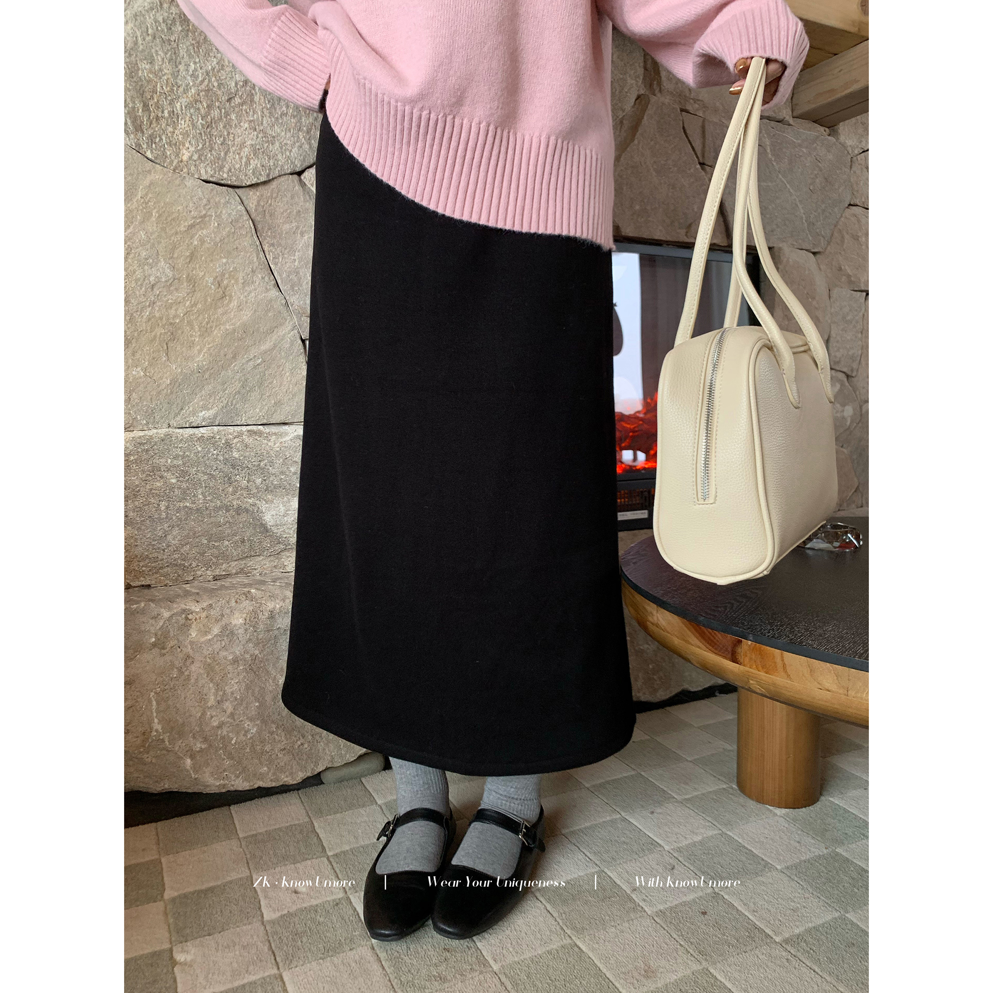知葵微胖定制【佩里半裙】秋冬韩版时尚百搭A字长短半裙12243B5086