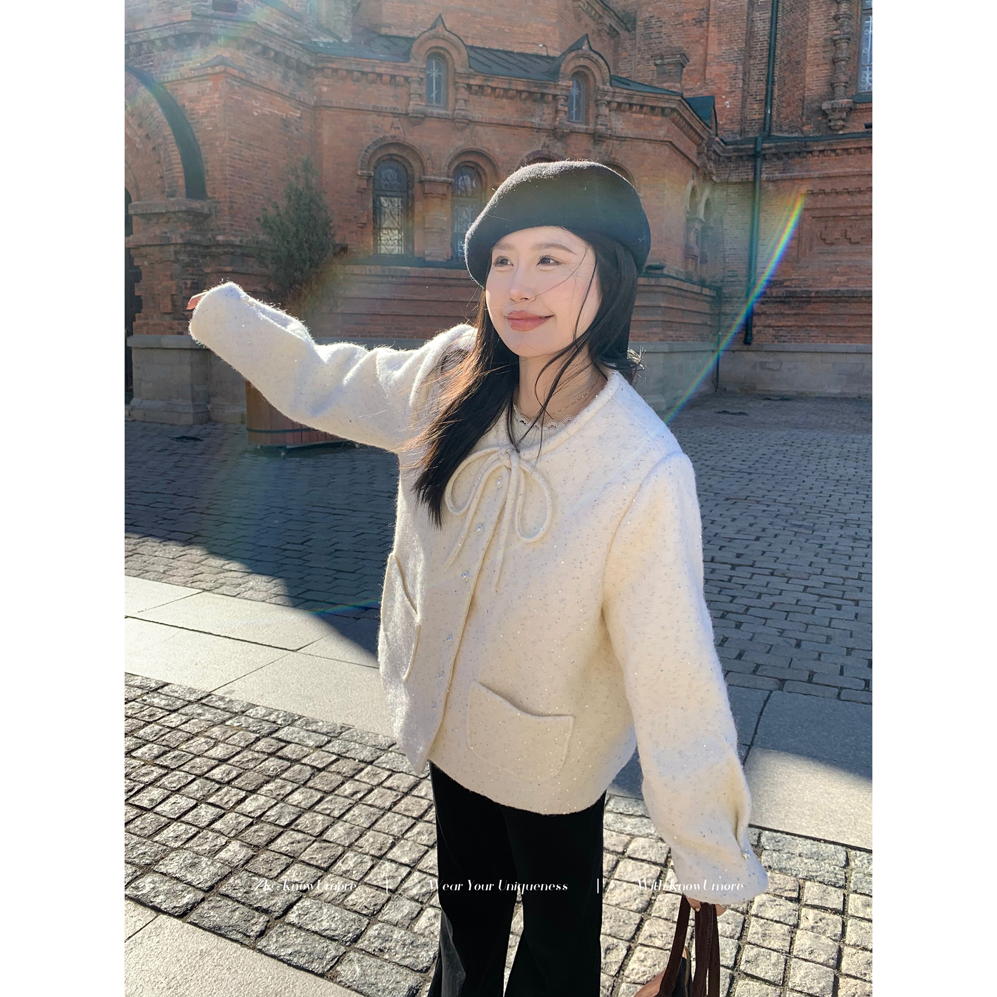 知葵微胖定制【山茶香香】冬季时尚百搭亮片小香风厚外套12243D7881