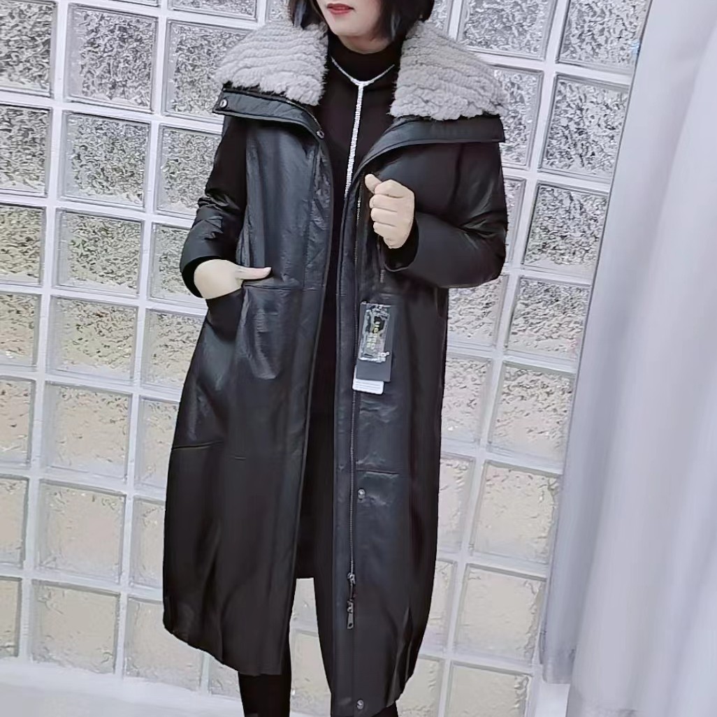 LIGUBO/利古柏LGB真皮绵羊皮中长款休闲大牌羽绒服欧版洋气羽绒服