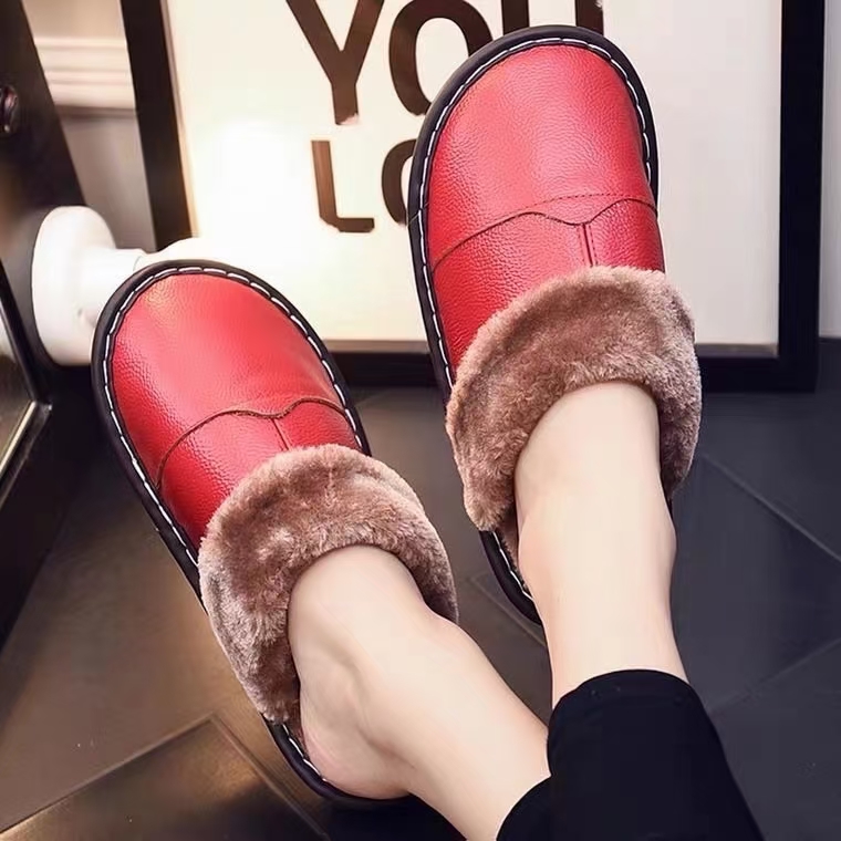 LGB真皮牛皮拖鞋保暖加绒防滑拖鞋