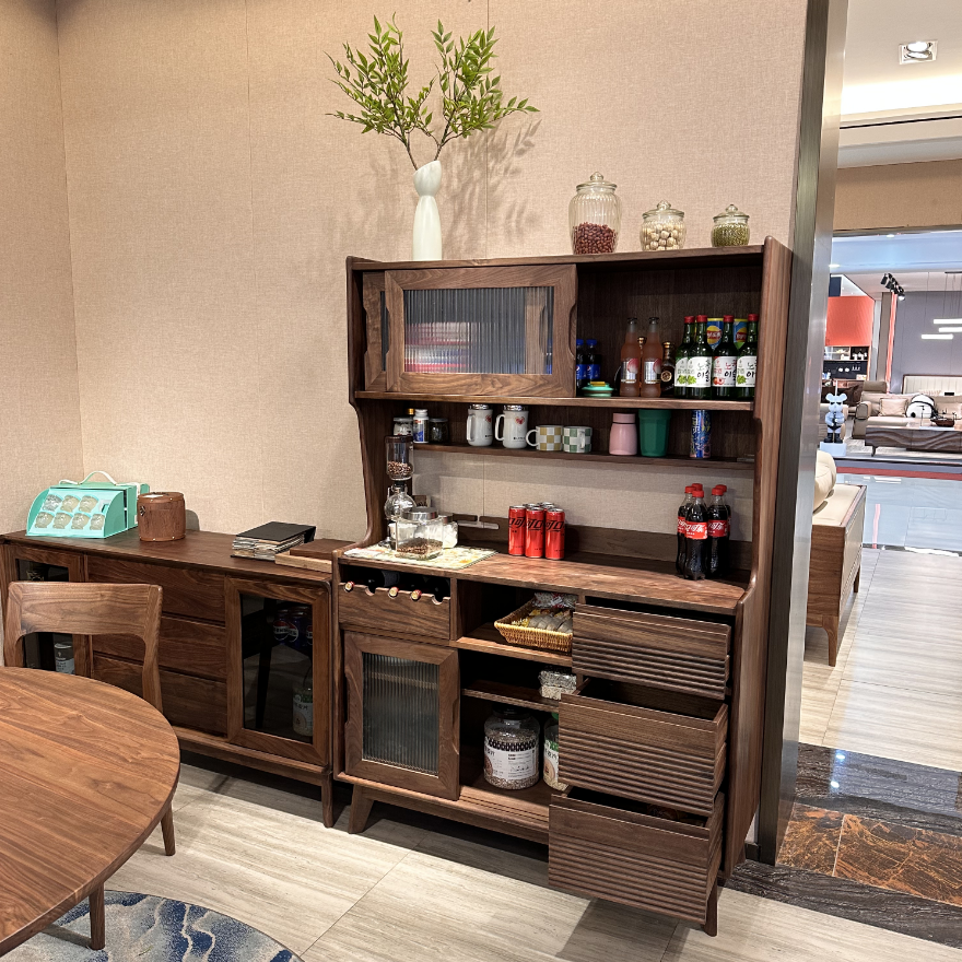 北美黑胡桃木餐边柜高柜收纳柜储物柜客厅柜餐厅酒柜