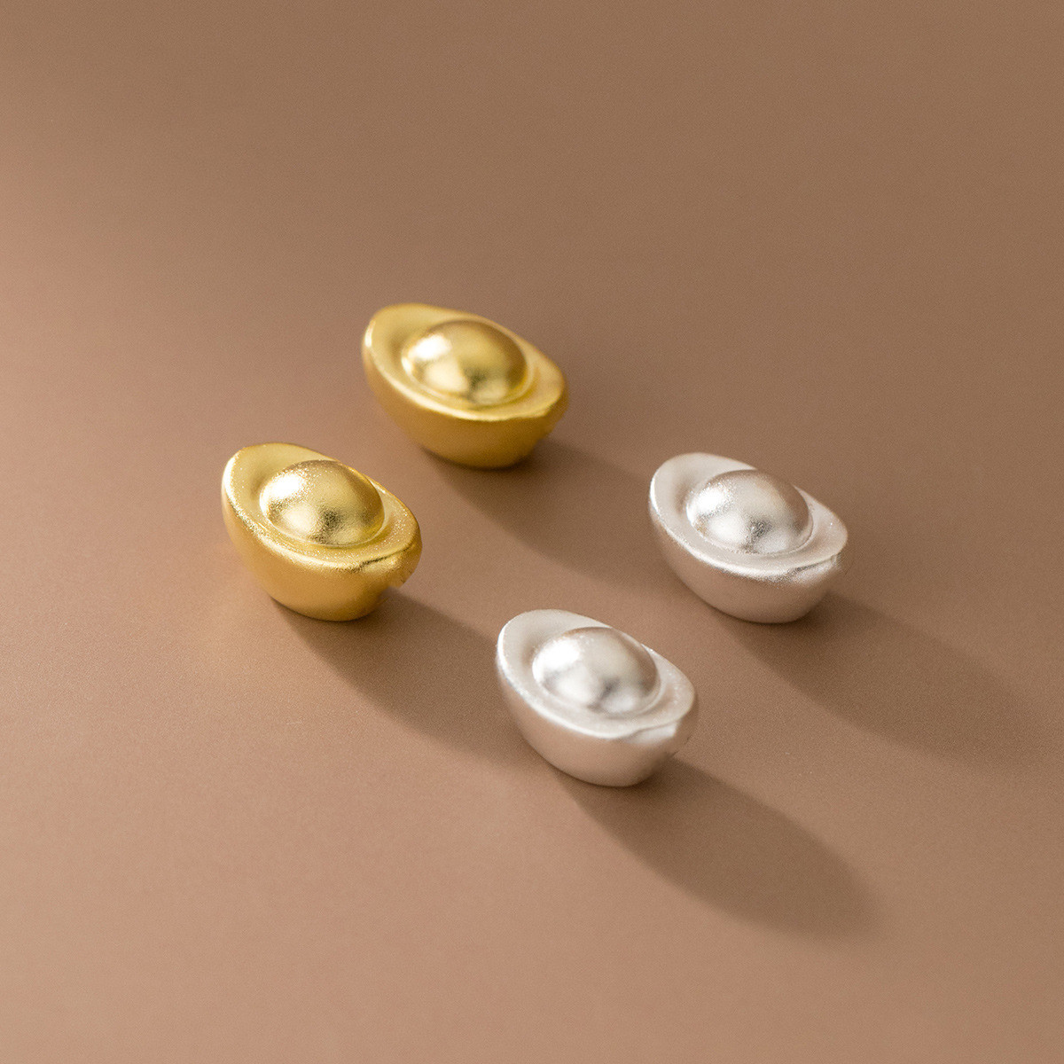 实心小元宝 雪花银元宝沙金元宝聚宝盆填充物 1厘米摆件装饰