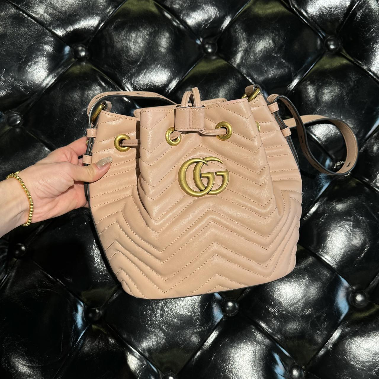 95新 GUCCI/古驰 复燃精选/7297/GUCCI 马蒙 抽绳水桶包