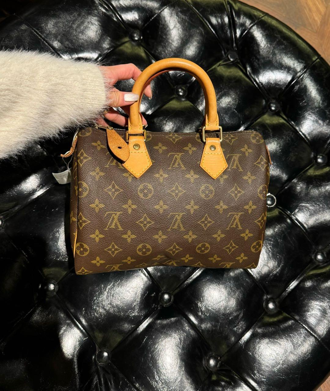 复燃精选/1456/LV Speedy 棕色 老花 涂层帆布拼牛皮 25 无肩带款