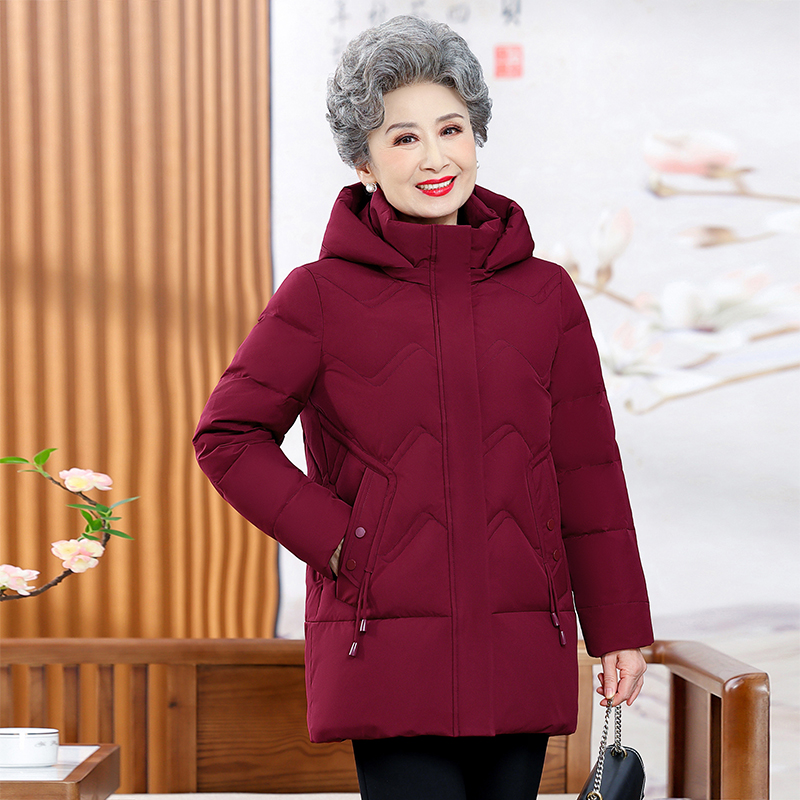 恒源祥955031中老年妈妈装羽绒服老人冬季奶奶大码加厚外套60岁