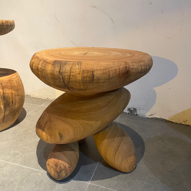 根雕鹅卵石款实木茶桌2