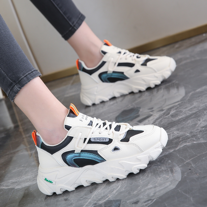 回力特2024爆款小白鞋女春季学生老爹鞋厚底运动鞋宽脚胖mm显脚小