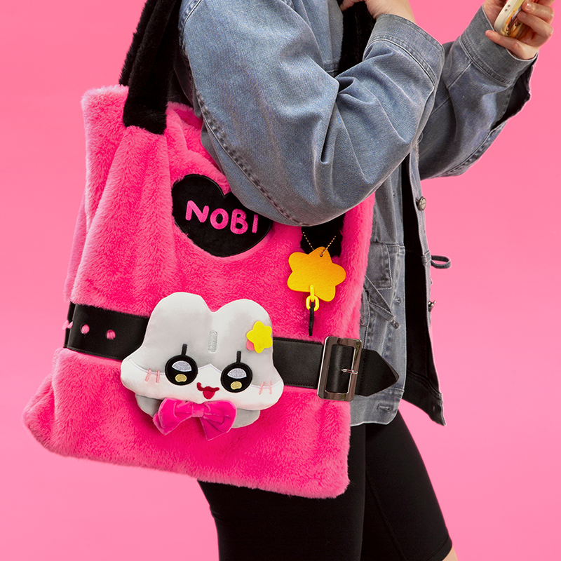 诺比小兔nobi原创毛绒包包可爱少女学生单肩包超大容量时尚书包