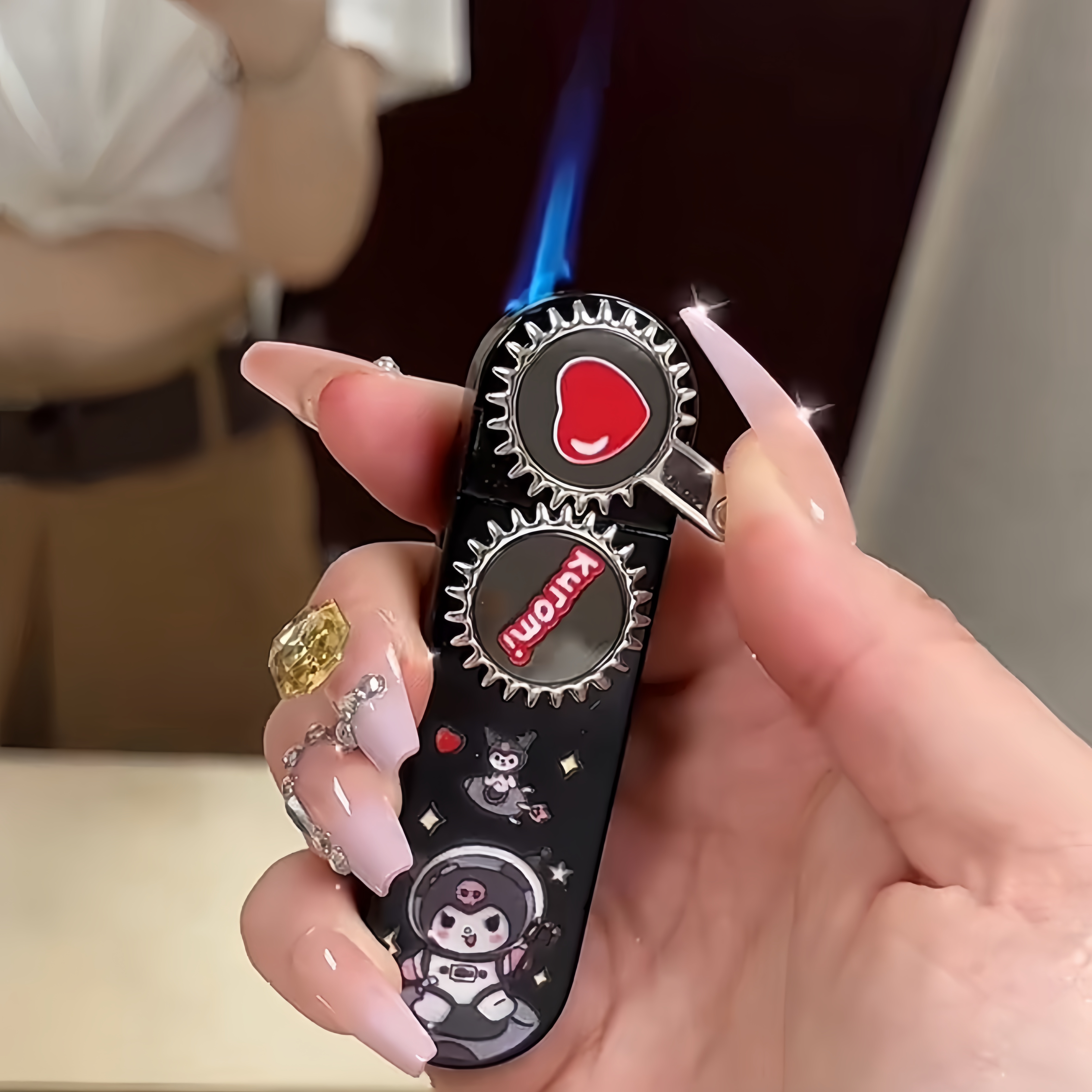 网红摇臂齿轮库洛米卡通防风打火机直冲创意炫酷送男友女友礼物潮